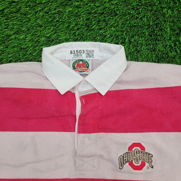 Vintage Ohio State Buckeyes Polo Shirt Large 22x28 Striped - Picture 12 of 15